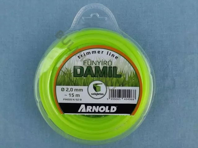 Fűkasza damil 2,0mm 15m szögletes fűnyíró damil Arnold fin020/k/sz/b