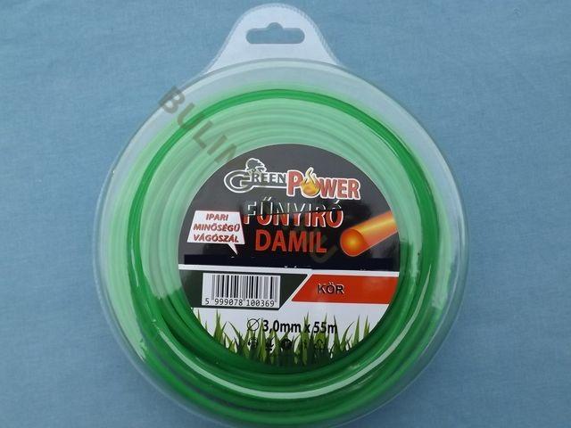 Fűkasza fűnyíró damil 3,0mm 55méter kerek Green Power bm-gp0710